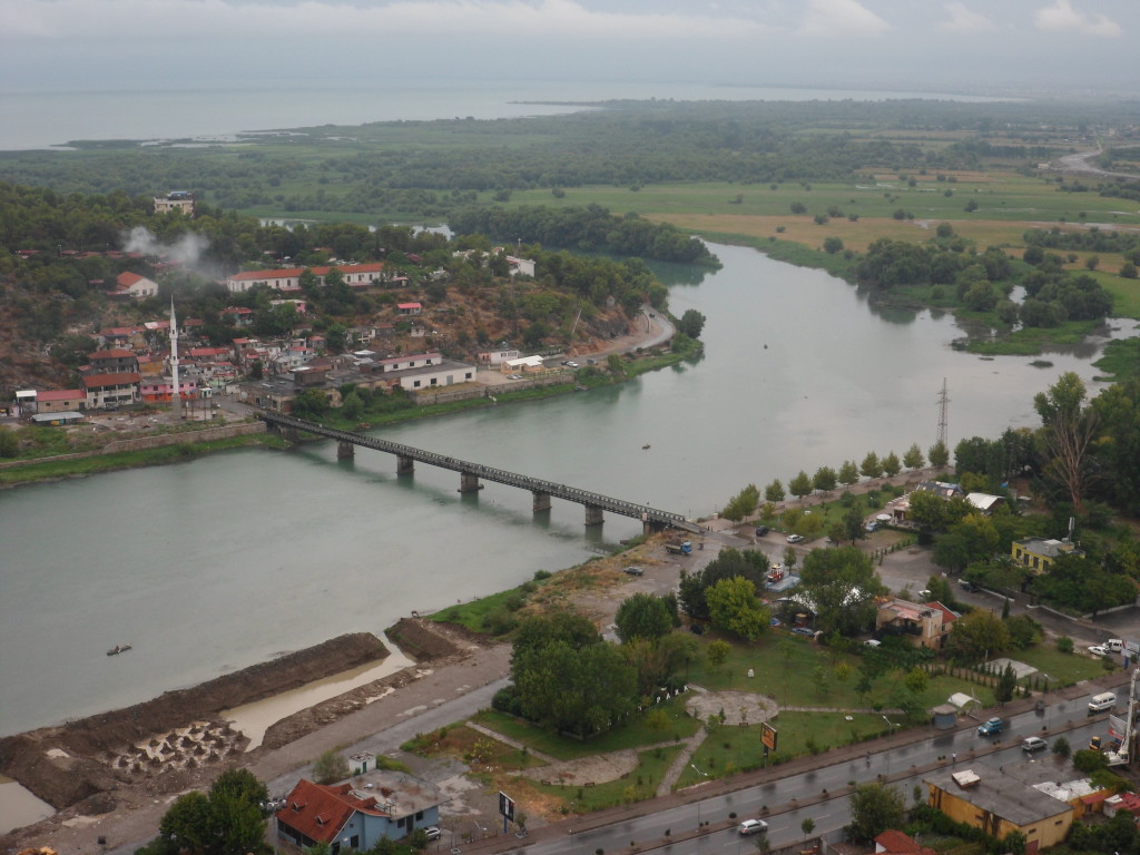 View of Bojana River and Shkodra from Rozafa Castle