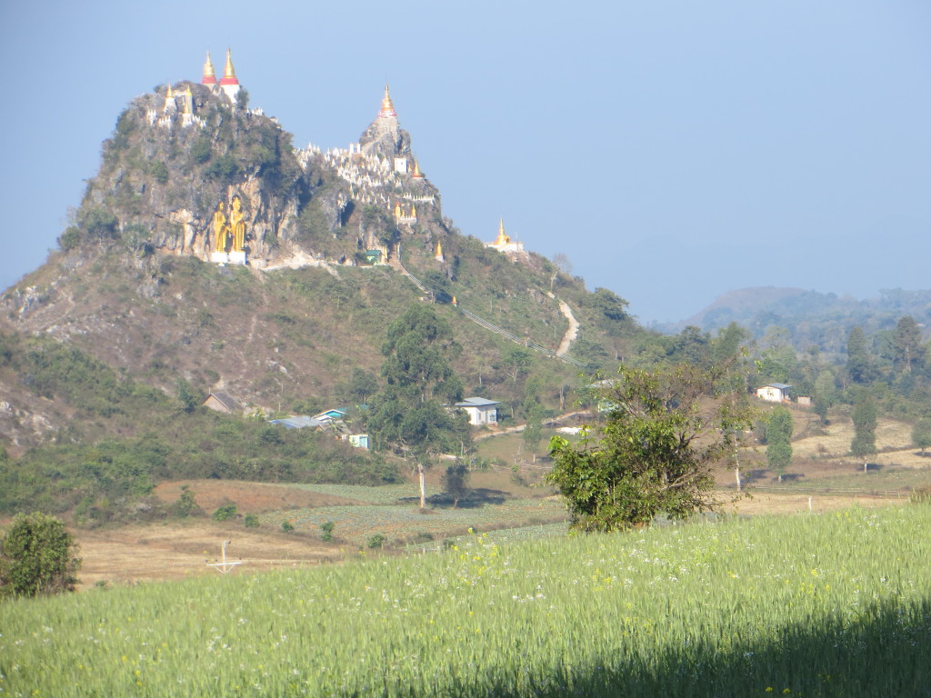 I felt as though I was on the Yellow Brick Road on the way to Oz when I rounded a corner and saw this. Everywhere you look here there are Buddhist stupas built on the top of hills.