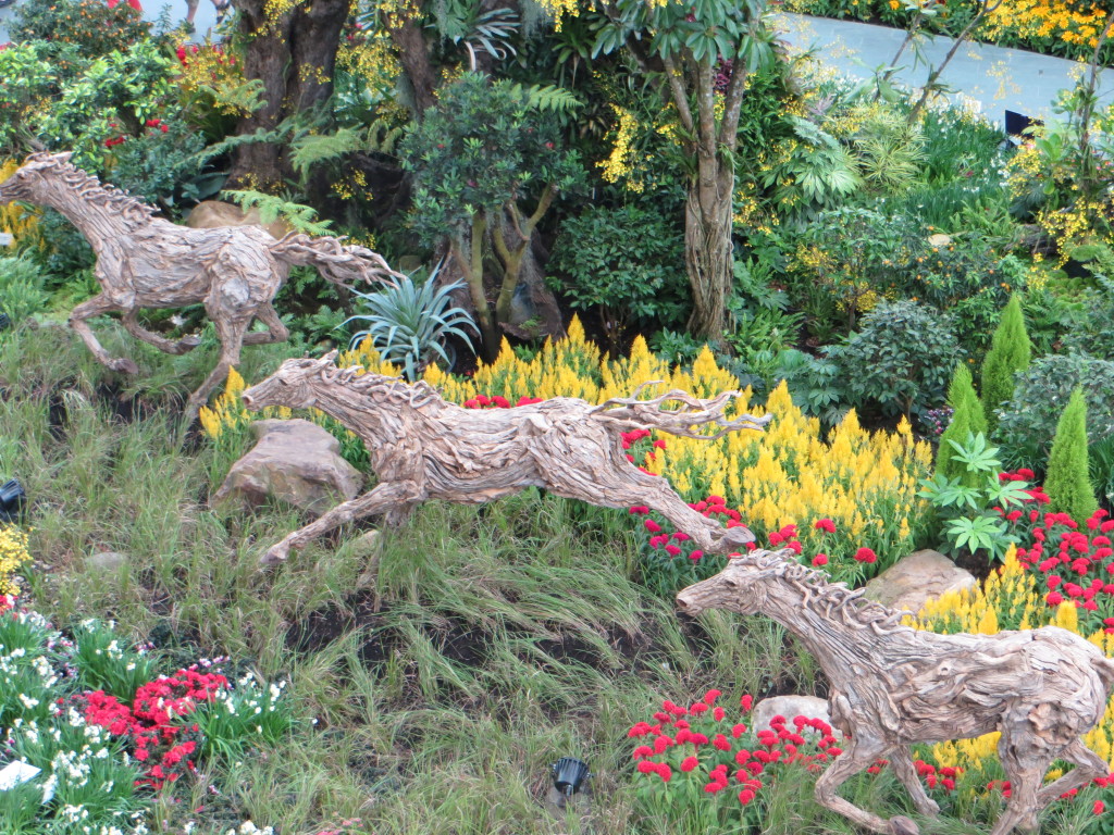 Tomorrow is Chinese New Year's Eve as we move into the Year of the Horse. So there were lots of horse design around the city, including here in the Flower Dome.