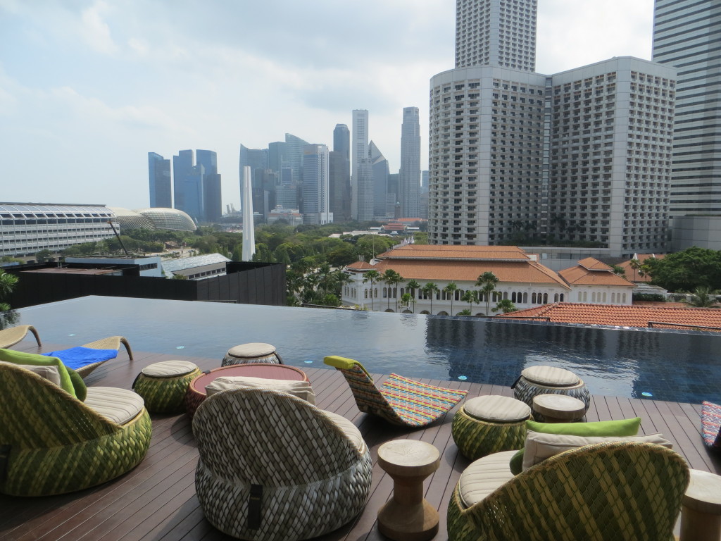 The view of downtown Singapore from our 10th floor pool. That white obelisk near the center is a tribute to Singaporese who died during the Japanese occupation during WWII. It's been a real learning experience to keep running into these memorials all over Europe and Asia to that horrible war and the awful things the Germans and Japanese did. I think it's a tribute to our ability to forgive and forget that people don't still hate them. Of course, as an American who's traveled in Vietnam, it's a good thing we have that capacity....