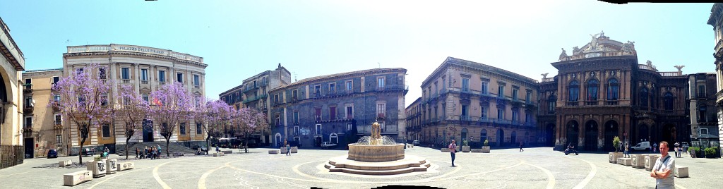 Panorama of one lovely square, and yes, those are jacarandas off to the left and that's me off to the right