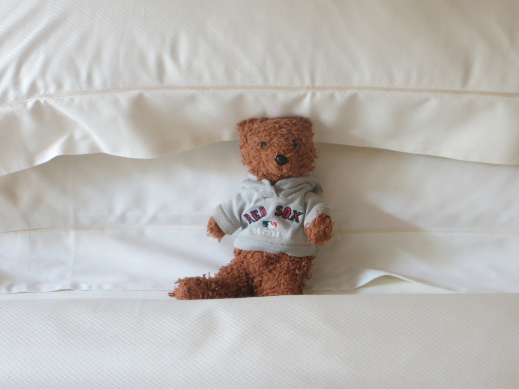 Finally, Boston Bear has been complaining that he's not getting enough photo space in our blog, so here he is resting after a big night out in Cannes