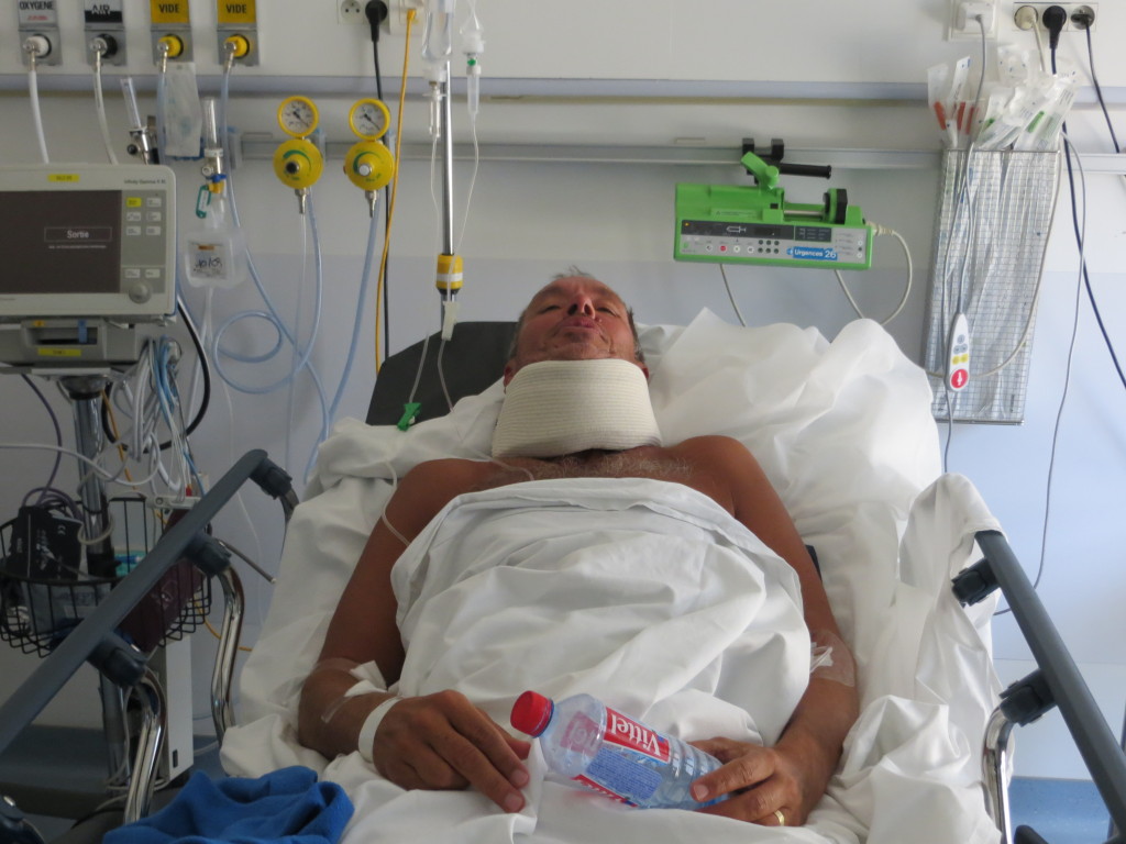 Sedated Jim, with morphine coursing through my blood. This, obviously, was my second trip to the ER, the one where they actually treated me.