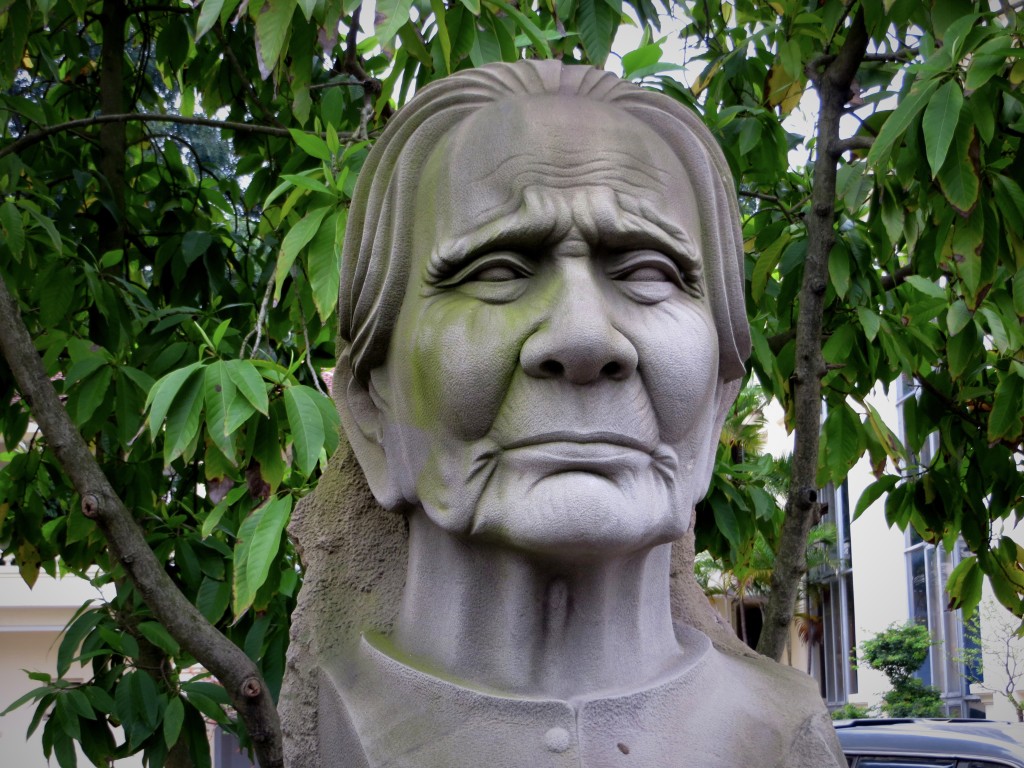 A statue to "Heroic Mother" Nguyen Thi Thu who lost nine sons, one son-in-law, and a grandson to the wars of independence against the French and Americans
