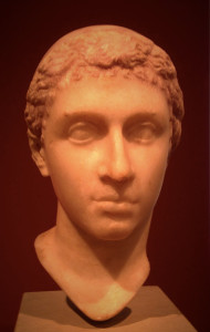 A bust of Cleopatra. She captured Julius Caesar's heart, (probably) bore his only son, and later coupled off with Mark Antony who ended up losing the big civil war to the guy we now know as Augustus. I had read a few years ago that she was powerful and alluring, but not necessarily classically beautiful. I mean, compare this to Nefertiti!