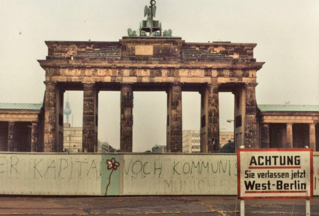 The Brandenburg Gate viewed from the West Berlin side during Mark's visit here in 1984. It was in the no-man's land along the Berlin Wall and thus utterly abandoned.