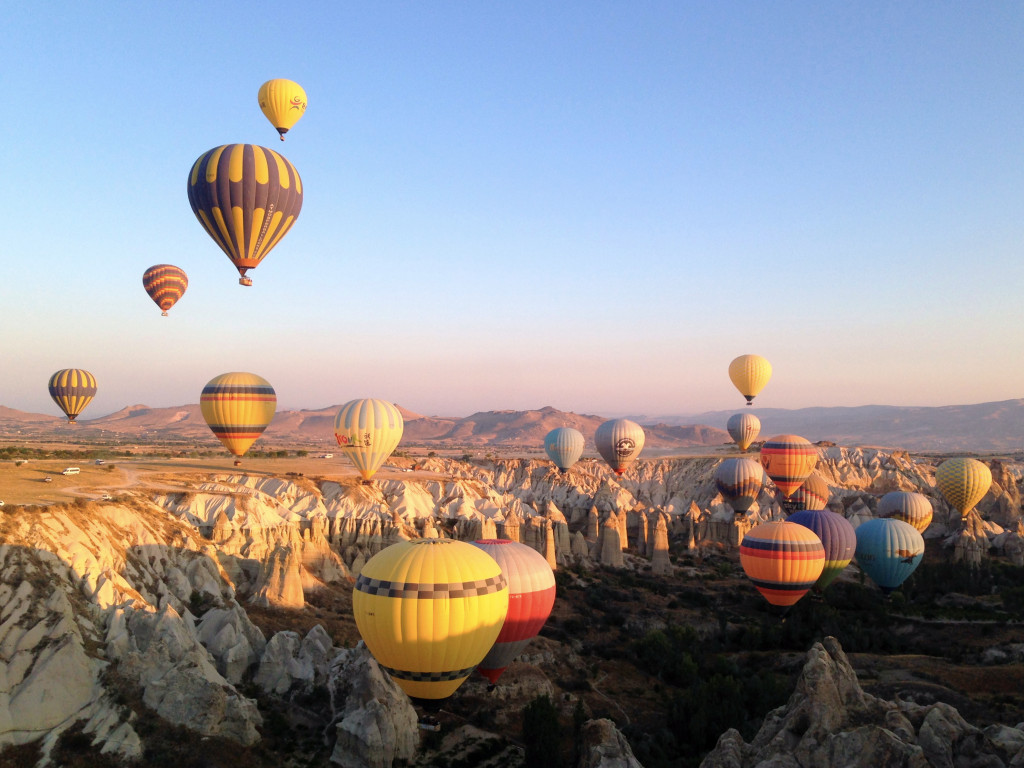 Balloons - seemingly hundreds of balloons - over Love Valley