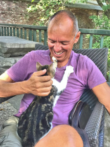Lest you think Mark's the only one who gets kitty love, this little cutie climbed up on my lap for some serious petting and playing