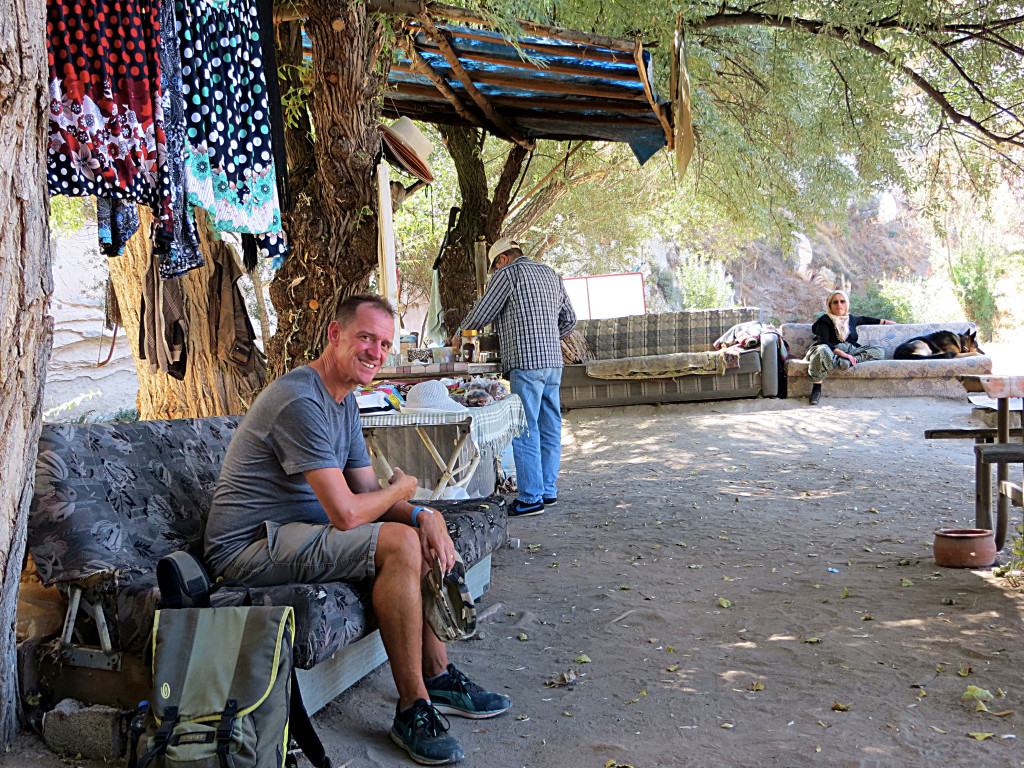 A very low-key café in the middle of the trail that tour buses can't get to. How much business can they do? Note the woman and her dog sitting on the couch on the right.