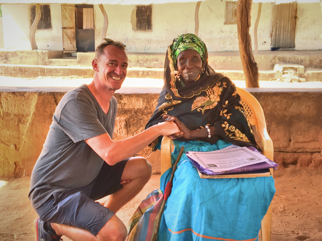 Mark with the Jufureh village chief. She spoke no English, but beamed when Mark greeted her in Arabic.