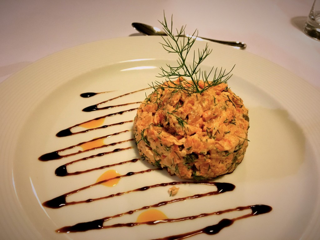 All our meals were at the hotel's restaurant. The food was mostly good, but this trout tartare was outstanding; we probably had it three or four different times.