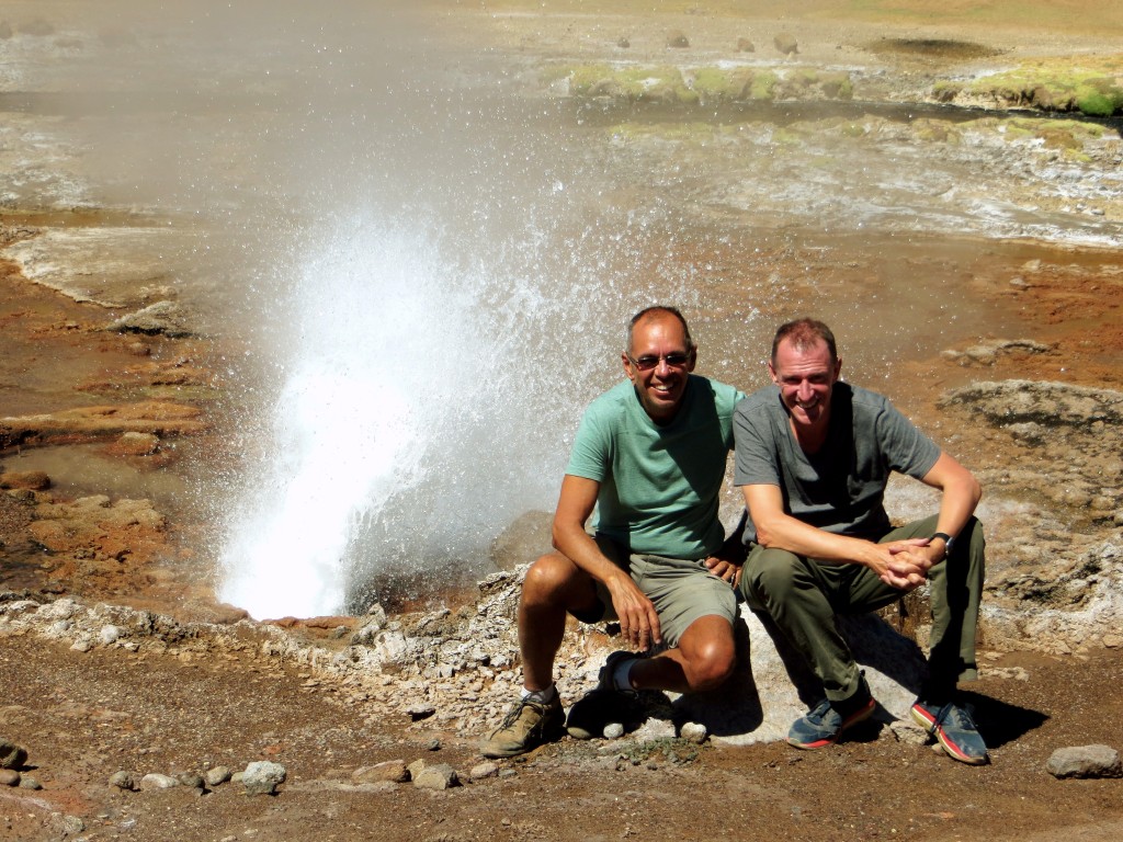 Late in our long hike we came across this lonely geyser that erupts every 15 minutes or so