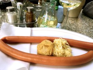 The sausage (hot dog, really) with mustard and horseradish was good but how many times can you make that your meal?