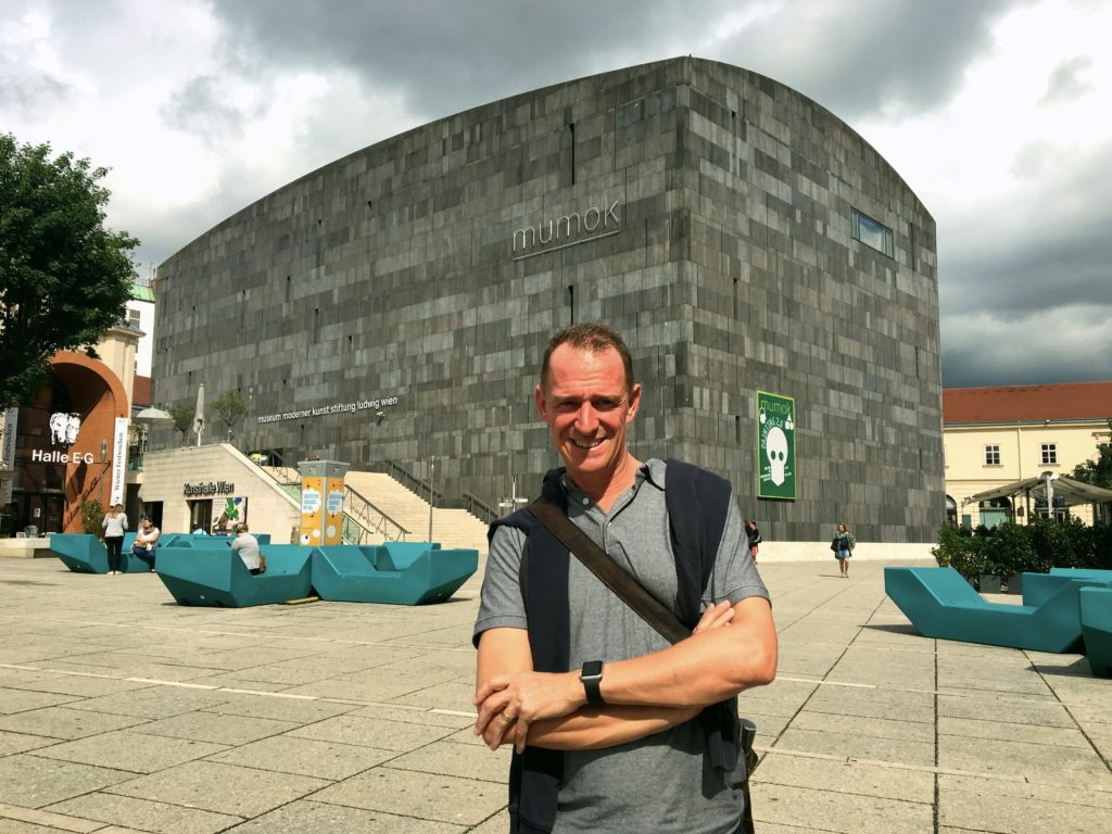 Mark outside the MUMOK, Vienna's modern art museum. Pretty impressive architecture, huh?