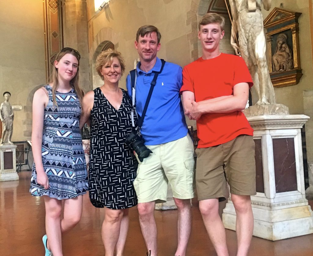 Our travel mates for the next two weeks: Elizabeth, Laura, Dan, & Charlie, posing here in the Bargello