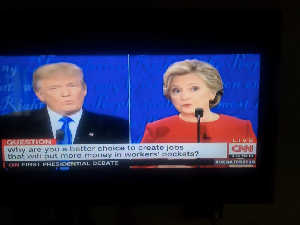 Since this blog is mostly about creating a permanent record of this crazy adventure we're on, it couldn't be complete without a vivid reminder of the great 90 minutes we spent watching Hillary Clinton dismember Donald Trump