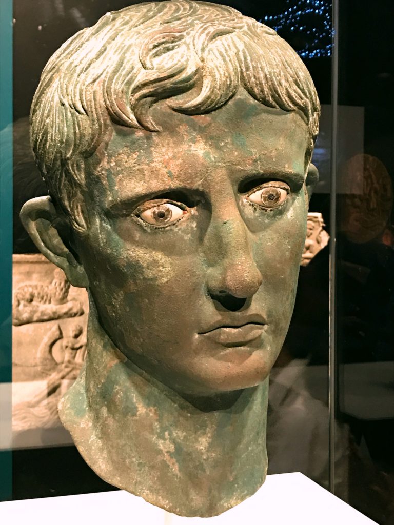 A bust of Caesar Augustus whose statues always portrayed him as young even after he'd served as the First Citizen for decades