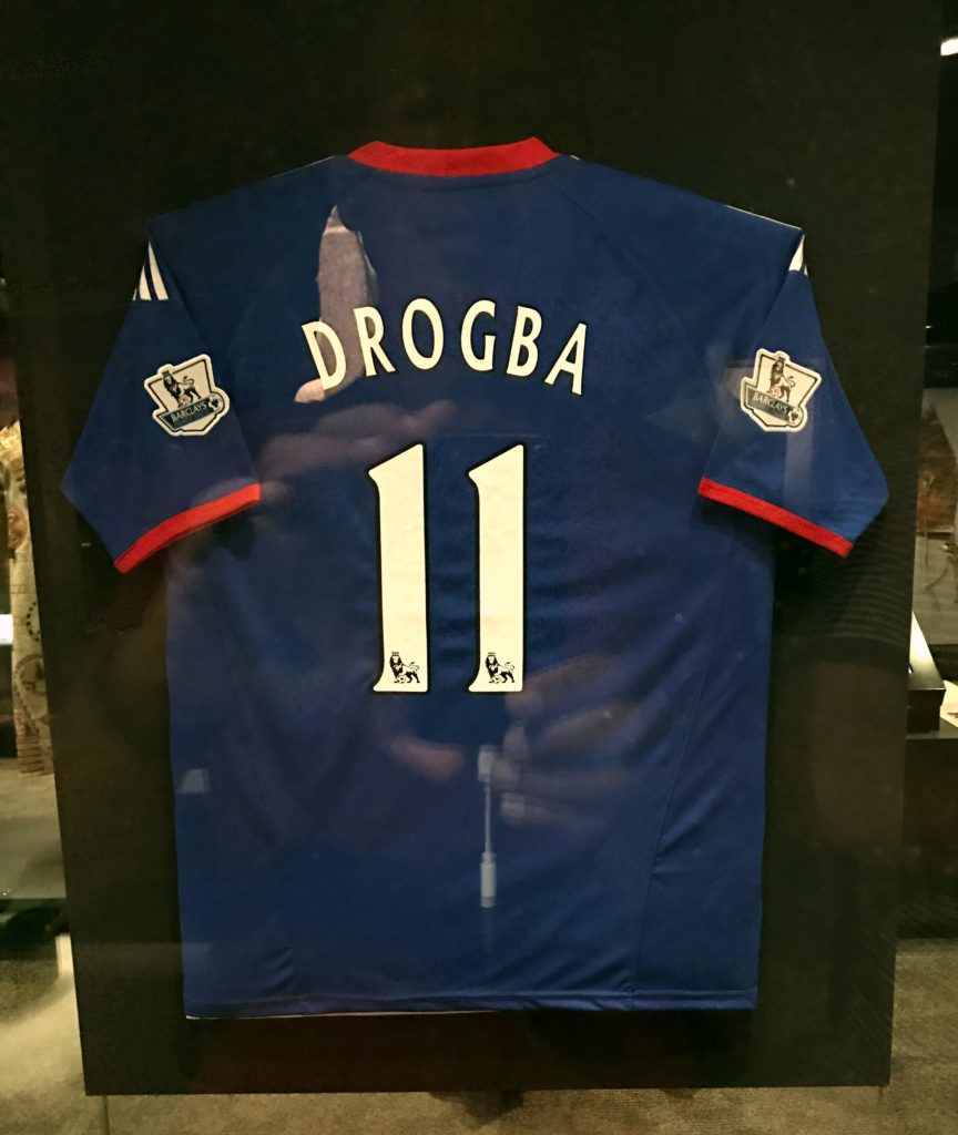 This soccer jersey was the 99th of 100 items to tell the history of the world, and it has a great story. The player, Didier Drogba, is from the Ivory Coast but grew up in France. He plays for Chelsea FC, a London team that is owned by a Russian and sponsored by Samsung, a Korean company. It's a knock-off rather than the official jersey, made in Indonesia and purchased in Peru. Thus it is a pretty impressive representation of today's global interconnections.
