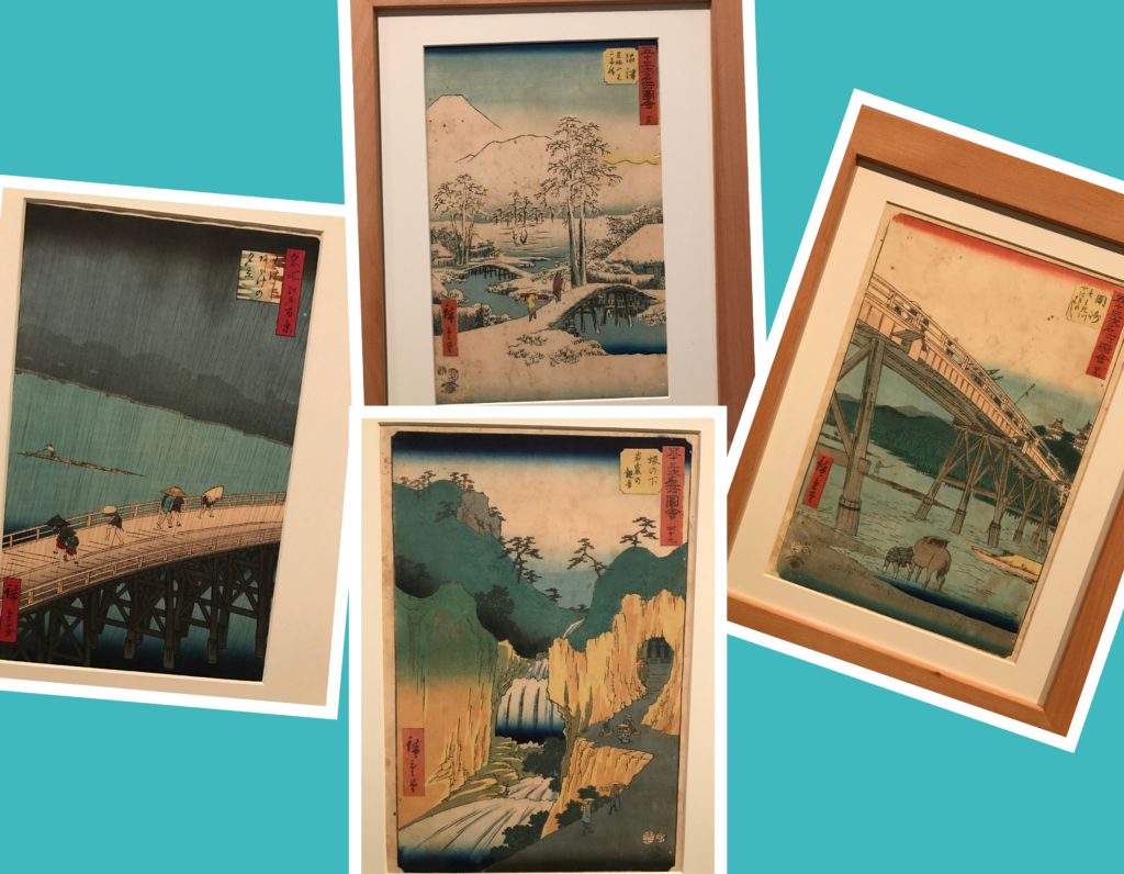A temporary exhibit in the Museo de Zaragoza was work from a Japanese ukiyo-e artist, Utagawa Hiroshige. Mark took one look at my pictures and realized that this was the same guy whose exhibit we'd seen at the Boston Museum of Fine Arts in Nagoya. I'd been so annoyed about the absence of MFA pieces that I hadn't appreciated his work. This time I did.