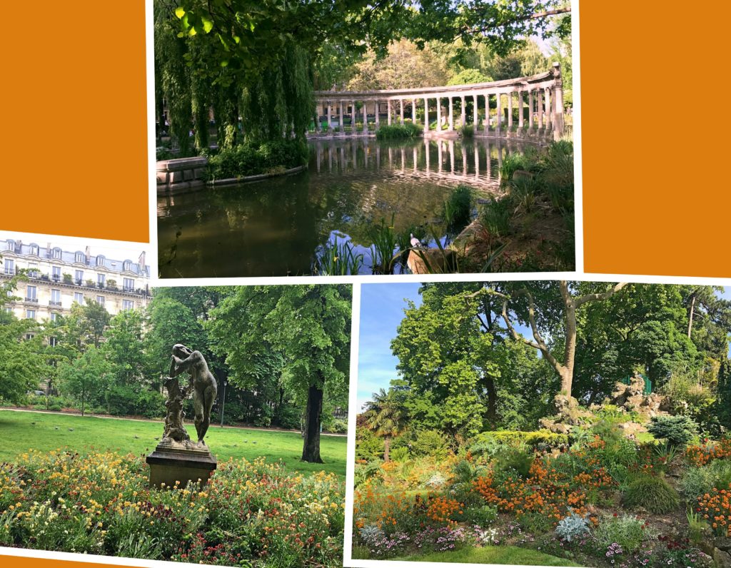 If Paris is my favorite city on earth, Parc Monceau may be my favorite spot on earth. Here are three views of the park, including some fake Roman ruins. We were there one rainy day and had it almost to ourselves. Then I went back on a sunny day and there were thousands of people in the park.