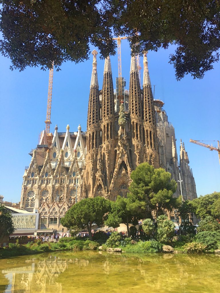The western facade of La Sagrada Familia. Those old-looking spires are in fact pretty old; I'd bet they were there back in 1975 when I first came to Barcelona. It's changed a lot in those 42 years and apparently it's going to change a lot more in the next 10 years as they add six spires that will dwarf the ones already there.
