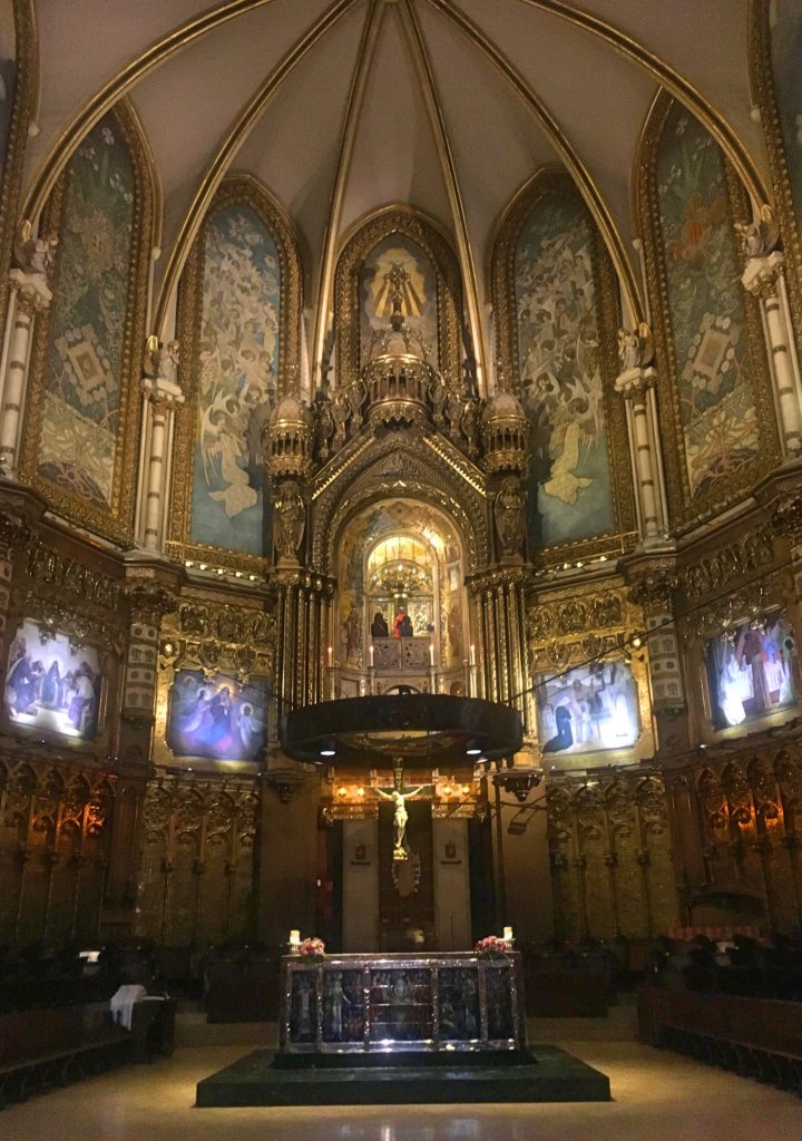 The church at Montserrat with the Black Virgin up there seemingly encased in gold. If you go there you should get there early (as our guide did for us) because when mass starts they close off the tours.
